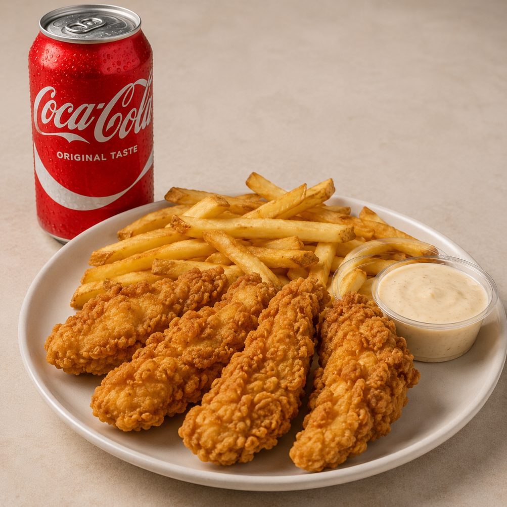 4 piece Chicken Tenders combo with fries and soda