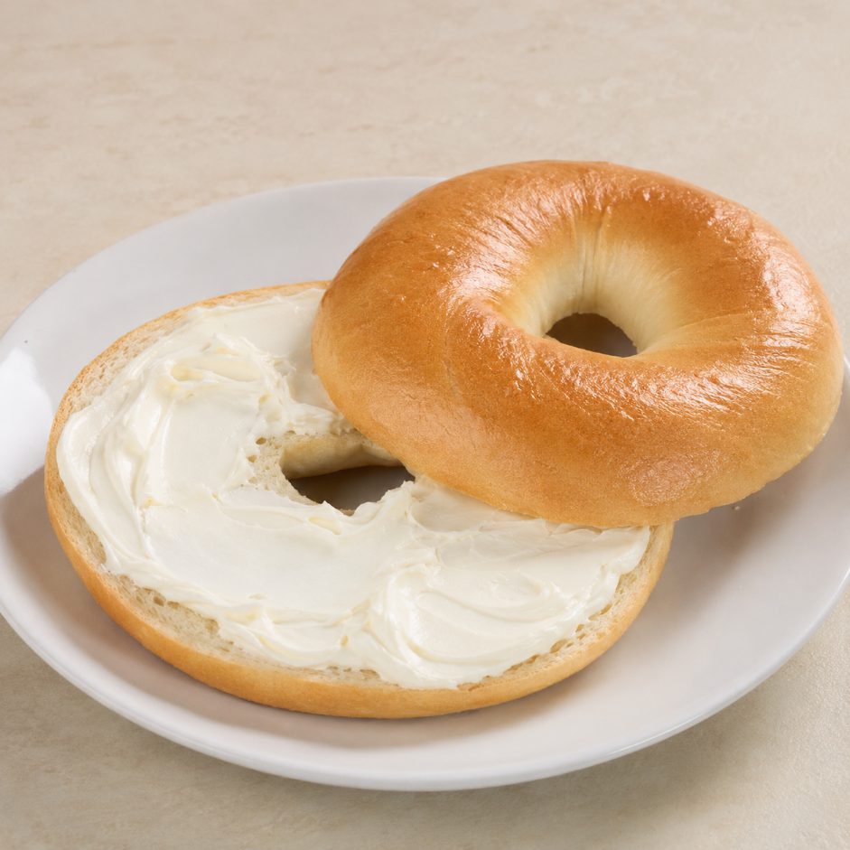 Bagel with cream cheese from Montclair Deli and Grill