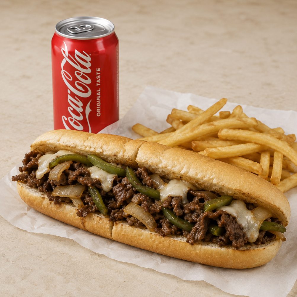 Philly Cheese Steak combo with fries and soda