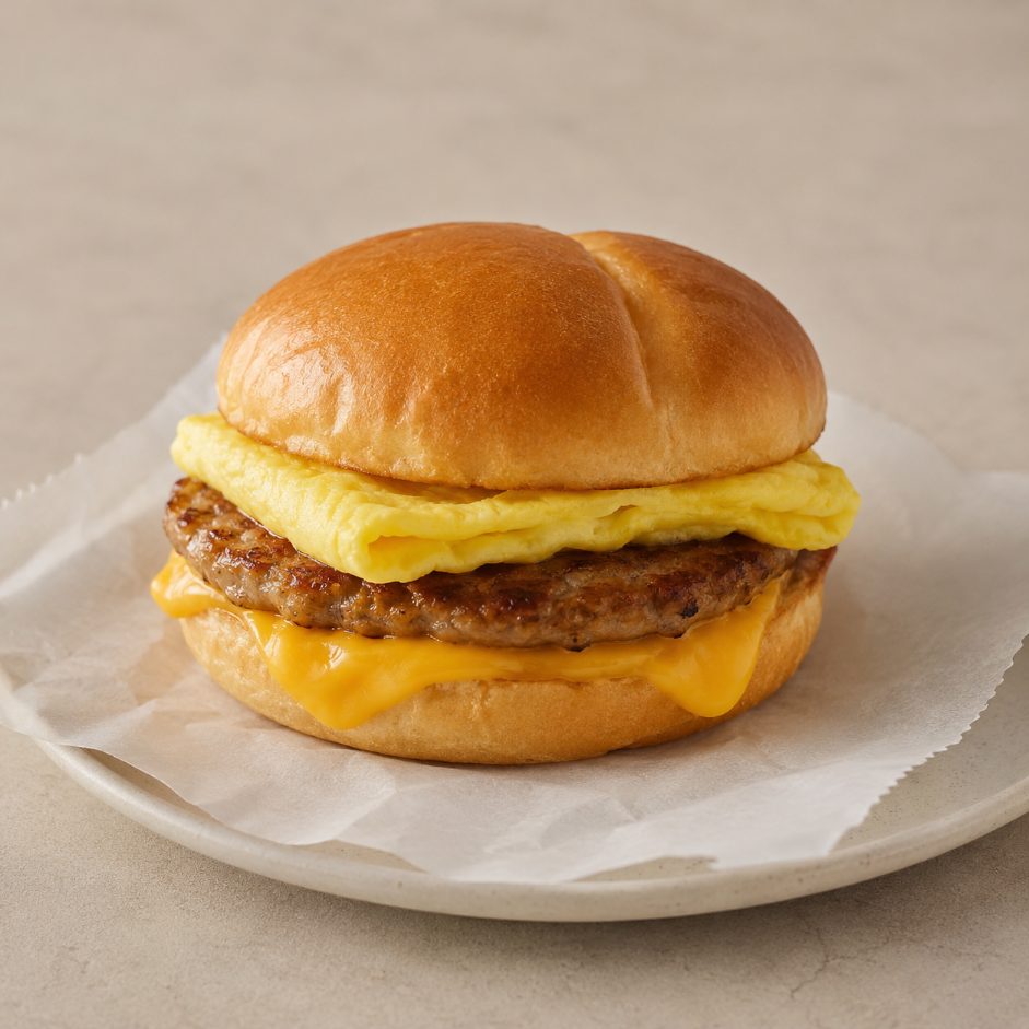 Sausage egg and cheese breakfast sandwich from Montclair Deli and Grill