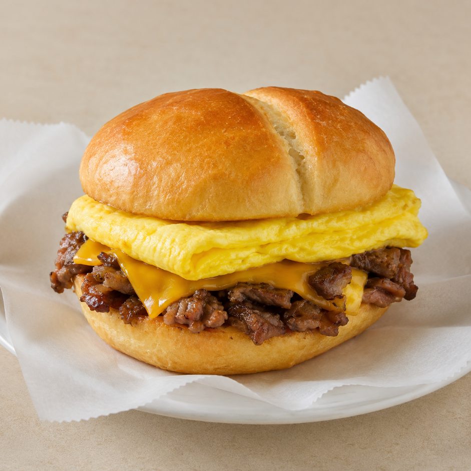 Steak egg and cheese breakfast sandwich from Montclair Deli and Grill