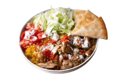 Mixed over rice platter from Montclair Deli and Grill